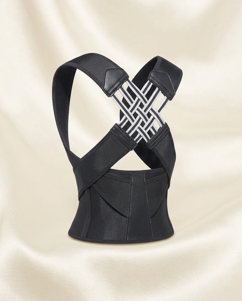 Correcteur de posture Mirzelo noir, presentation produit